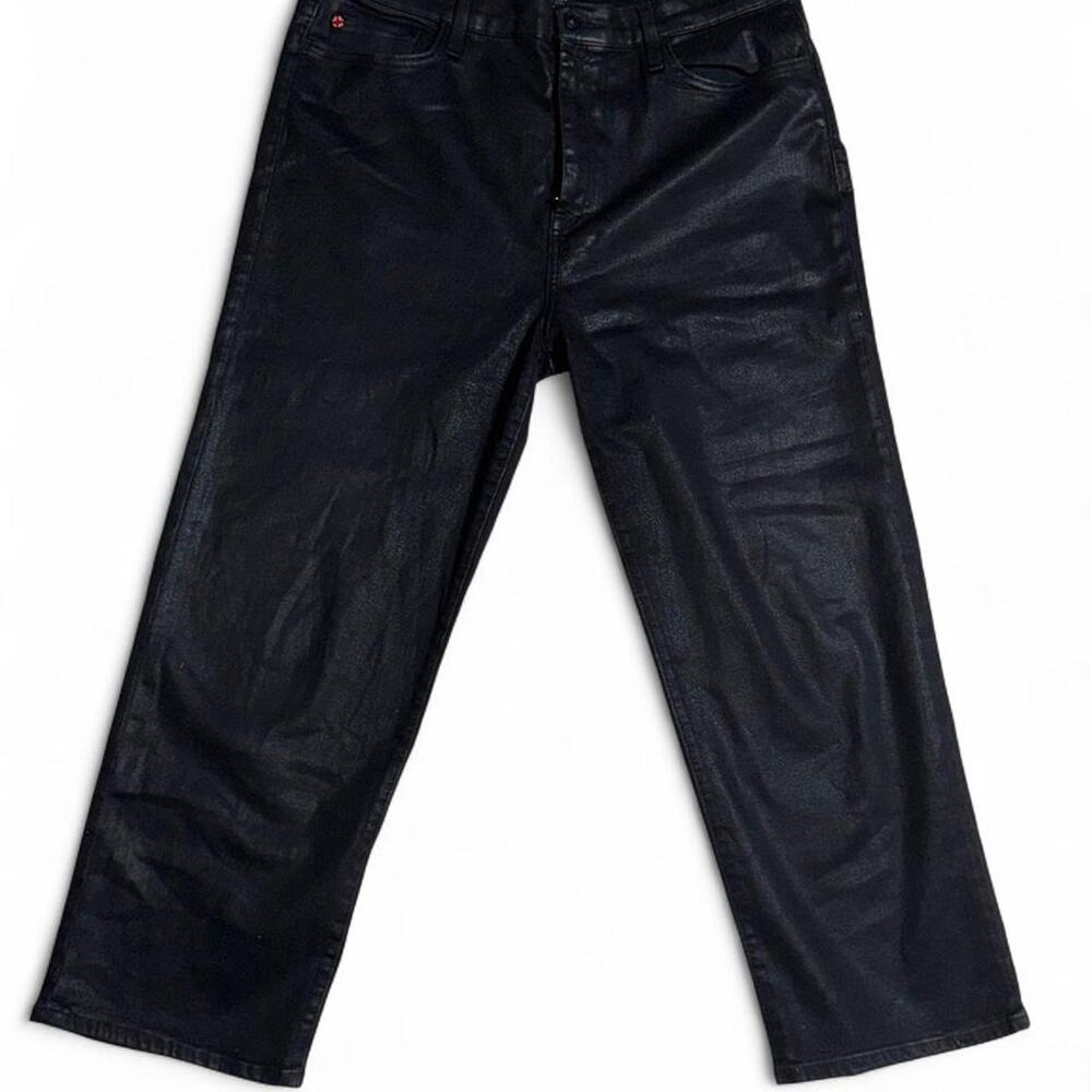 Hudson Noa High Rise Straight Crop Pants Coated Stellar Black 34